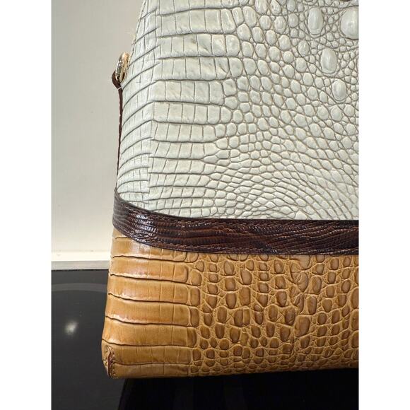 NEW Brahmin Sydney Satchel Coconut Kedima Croc-Embossed Leather Top Handles NWT - Picture 14 of 14